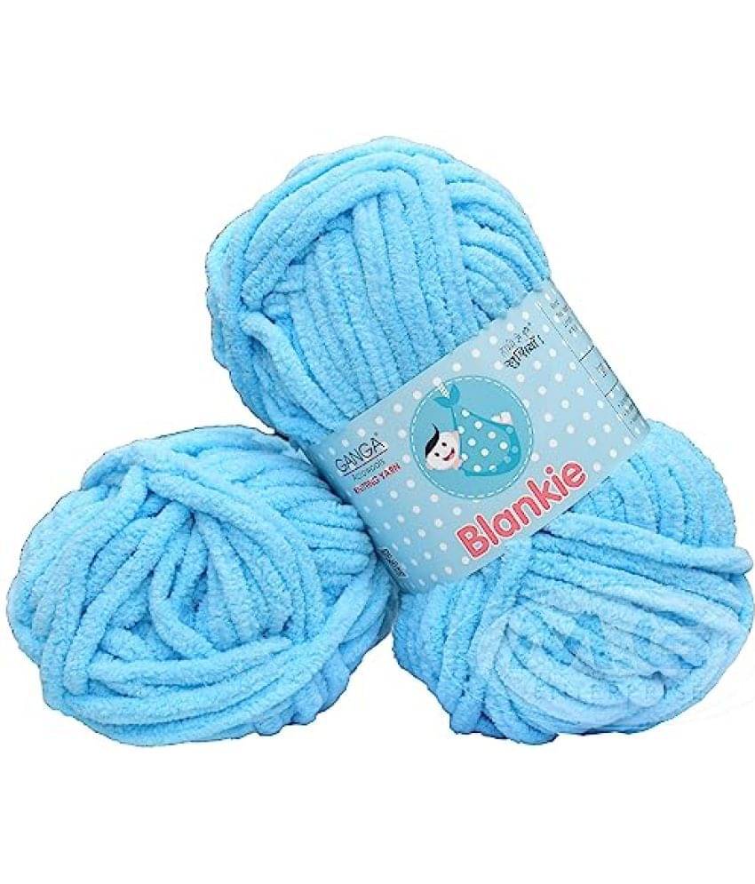     			GANGA Knitting Yarn Thick Chunky Wool, Blankie Aqua Blue 200 GMS Best Used with Knitting Needles-AP Art-ADHI