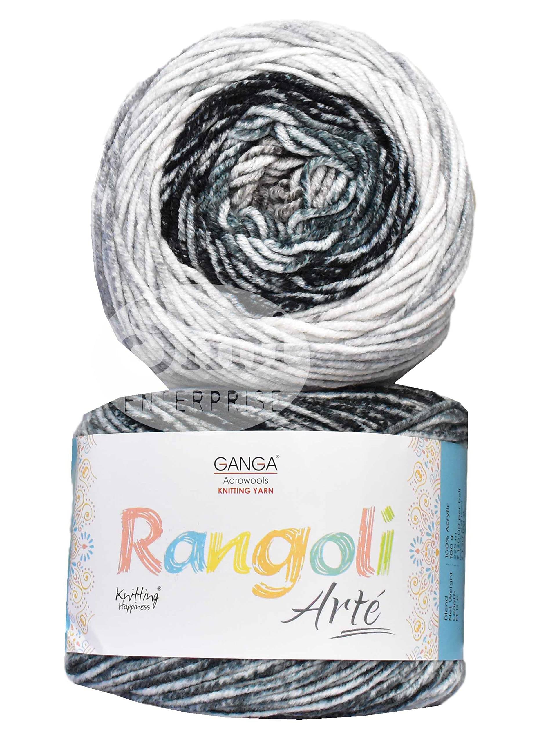     			GANGA Rangoli Arte Multi Grey 400 gmsWool Ball Hand Knitting Wool/Art Craft Soft Fingering Crochet Hook Yarn, Needle Knitting Yarn Thread Dyed-S Art-AEHH