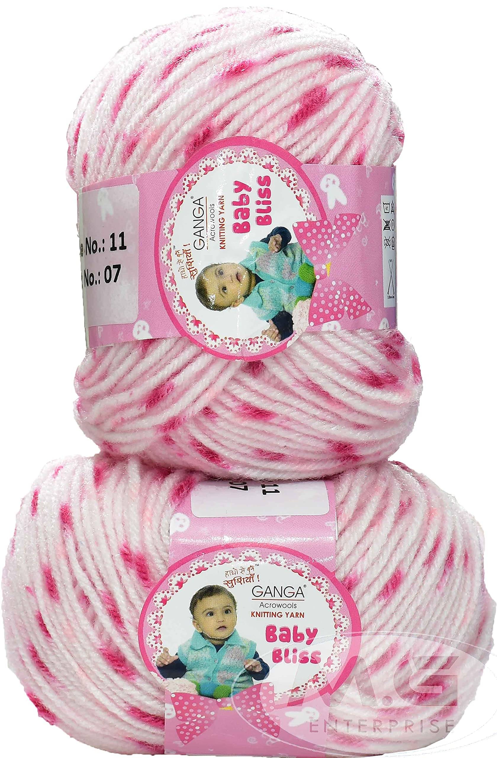     			Ganga 100% Acrylic Wool Pink Star (10 pc) Baby Soft 4 ply Wool Ball Hand Knitting Wool/Art Craft Soft Fingering Crochet Hook Yarn, Needle Knitting Yarn Thread dye. with Needle. B