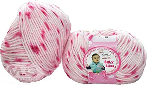     			Ganga 100% Acrylic Wool Pink Star (6 pc) Baby Soft 4 ply Wool Ball Hand Knitting Wool/Art Craft Soft Fingering Crochet Hook Yarn, Needle Knitting Yarn Thread dye. with Needle. G