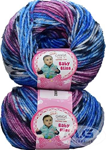     			Ganga 100% Acrylic Wool Rusty Blue (6 pc) Baby Soft 4 ply Wool Ball Hand Knitting Wool/Art Craft Soft Fingering Crochet Hook Yarn, Needle Knitting Yarn Thread dye. with Needle. H