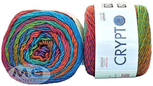 Ganga Crypto Rainbow (400 gm) Wool Ball Hand Knitting Wool/Art Craft Soft Fingering Crochet Hook Yarn, Needle Knitting Yarn Thread dye. with Needle. P