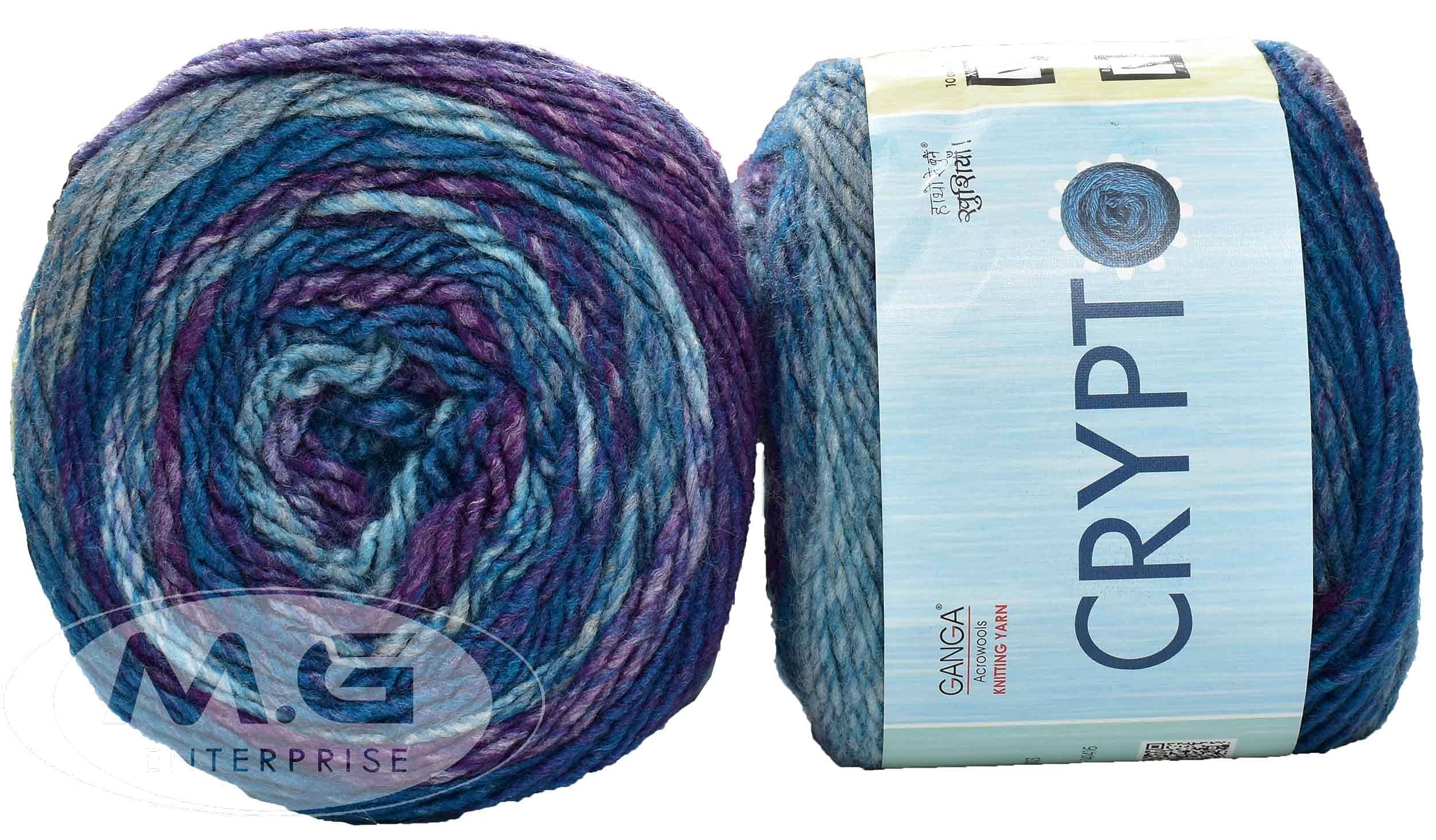 Ganga Crypto Rusty Blue (400 gm) Wool Ball Hand Knitting Wool/Art Craft Soft Fingering Crochet Hook Yarn, Needle Knitting Yarn Thread dye. with Needle. L