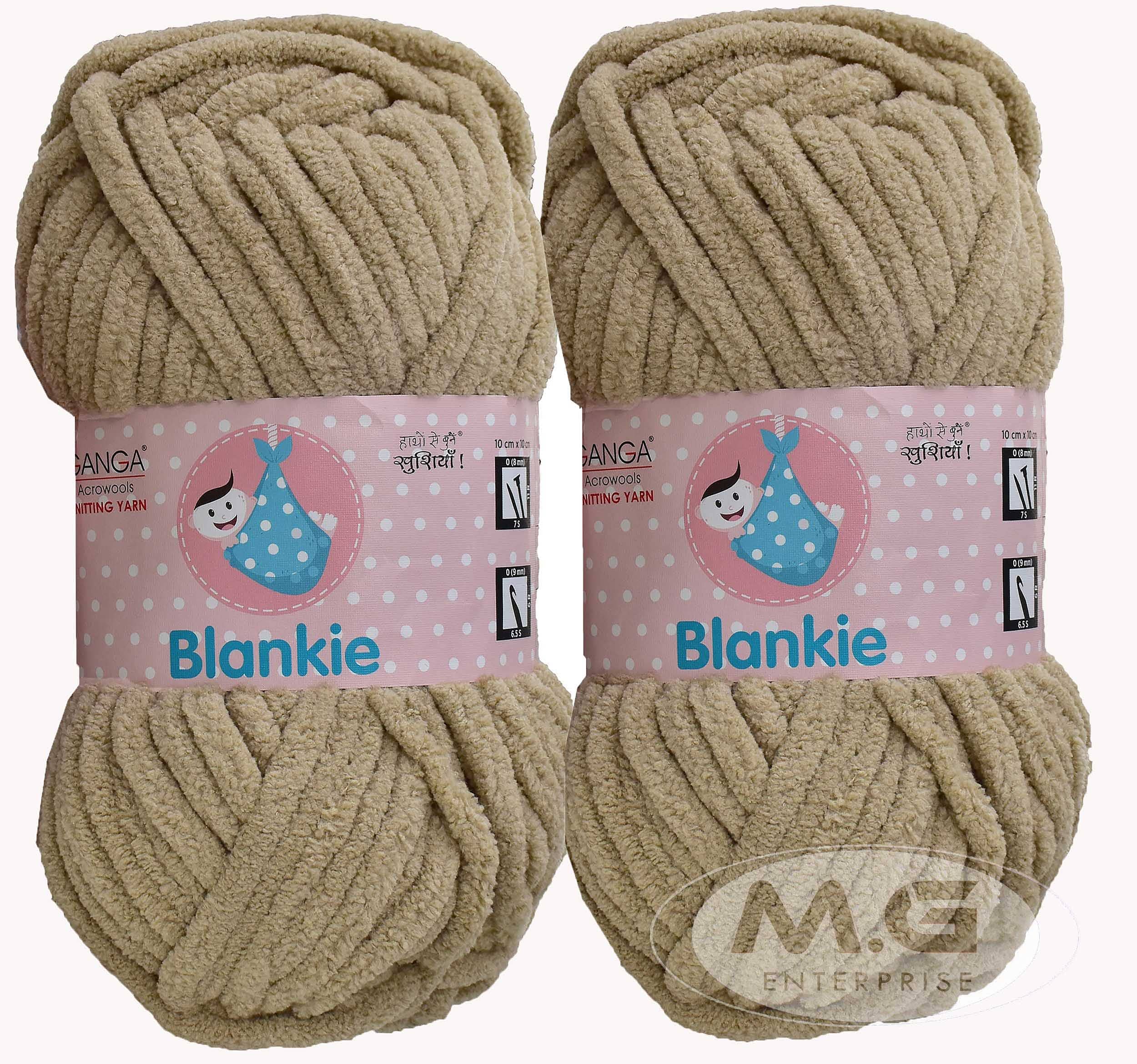 Ganga Knitting Yarn Thick Chunky Wool, Blankie Skin 600 gm Best Used with Knitting Needles, Crochet Needles Wool Yarn for Knitting, with Needle.-I