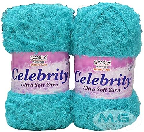     			Ganga Knitting Yarn Thick Chunky Wool, Celebrity Teal 400 gm Best Used with Knitting Needles, Crochet Needles Wool Yarn for Knitting, with Needle.-S