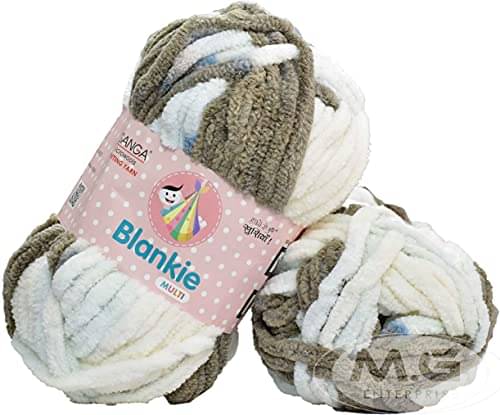     			Ganga Knitting Yarn Thick Chunky Wool, Blankie White Mouse 300 gm Best Used with Needles, Crochet Needles Wool Yarn for Knitting, with Needle. by Ganga G