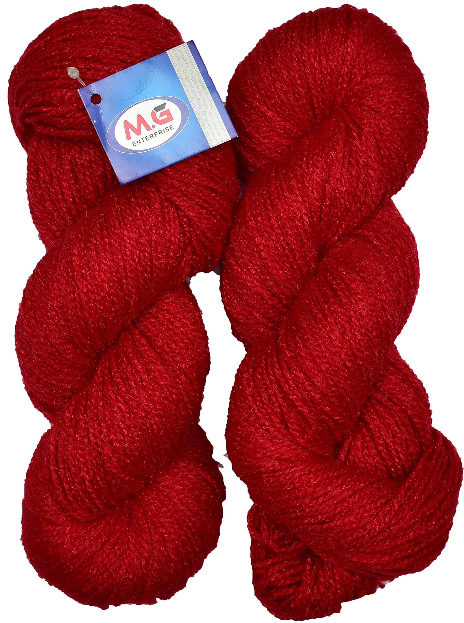     			Ganga RABIT Excel Deep Red (300 gm) Wool Hank Hand Knitting Wool/Art Craft Soft Fingering Crochet Hook Yarn, Needle Knitting Yarn Thread Dyed