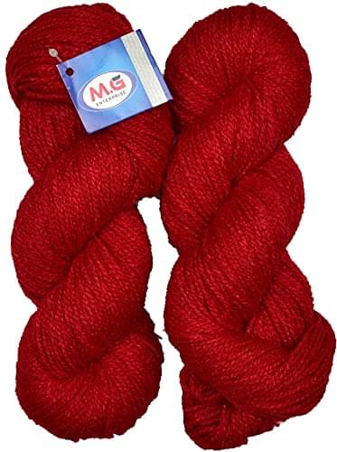     			Ganga RABIT Excel Deep Red (200 gm) Wool Hank Hand Knitting Wool/Art Craft Soft Fingering Crochet Hook Yarn, Needle Knitting Yarn Thread Dyed