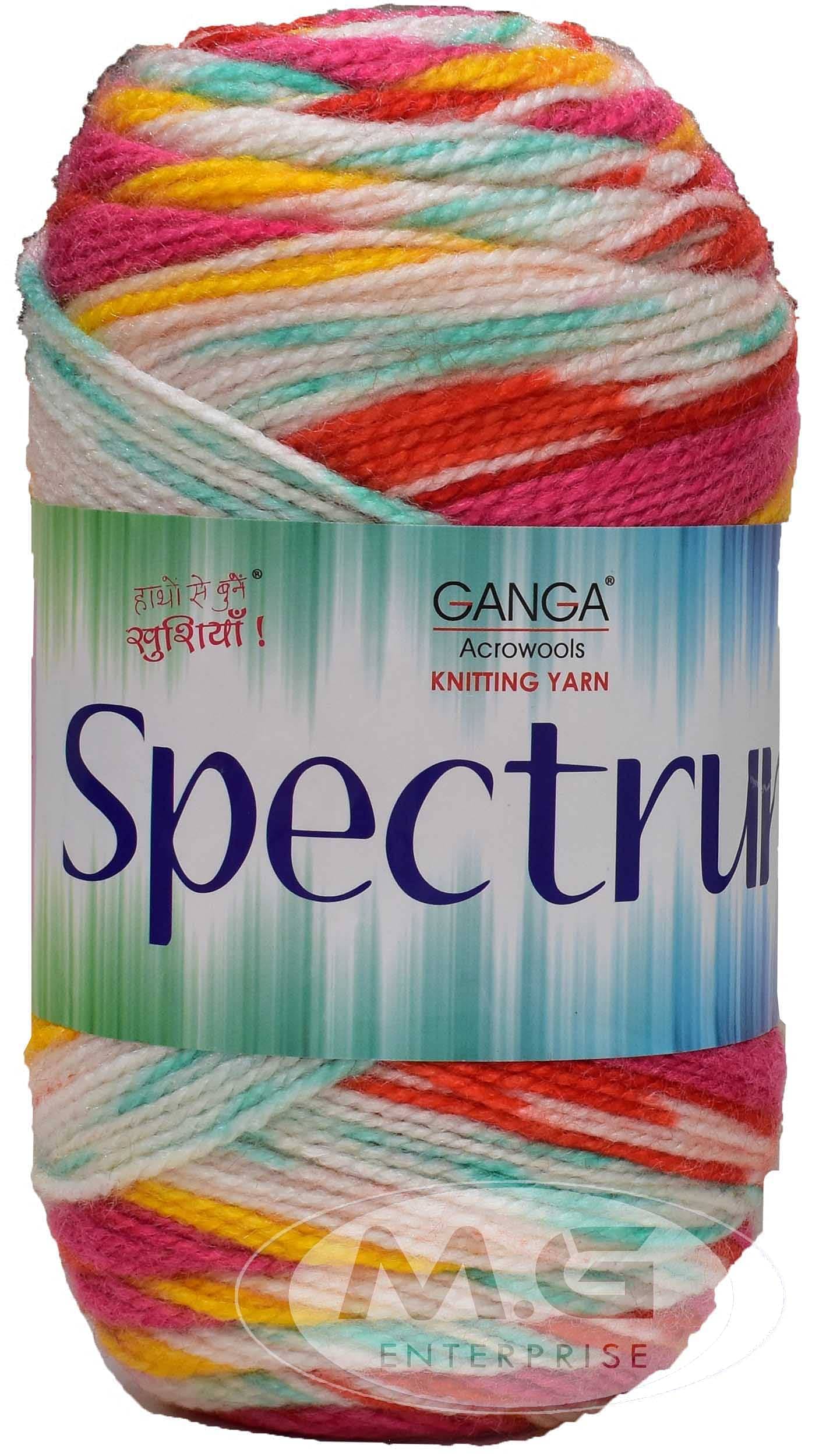    			Ganga Spectrum Wool Hand Knitting Yarn Soft Fingering Yarn Multi Colour Shade no.ptr1898, 200GMS