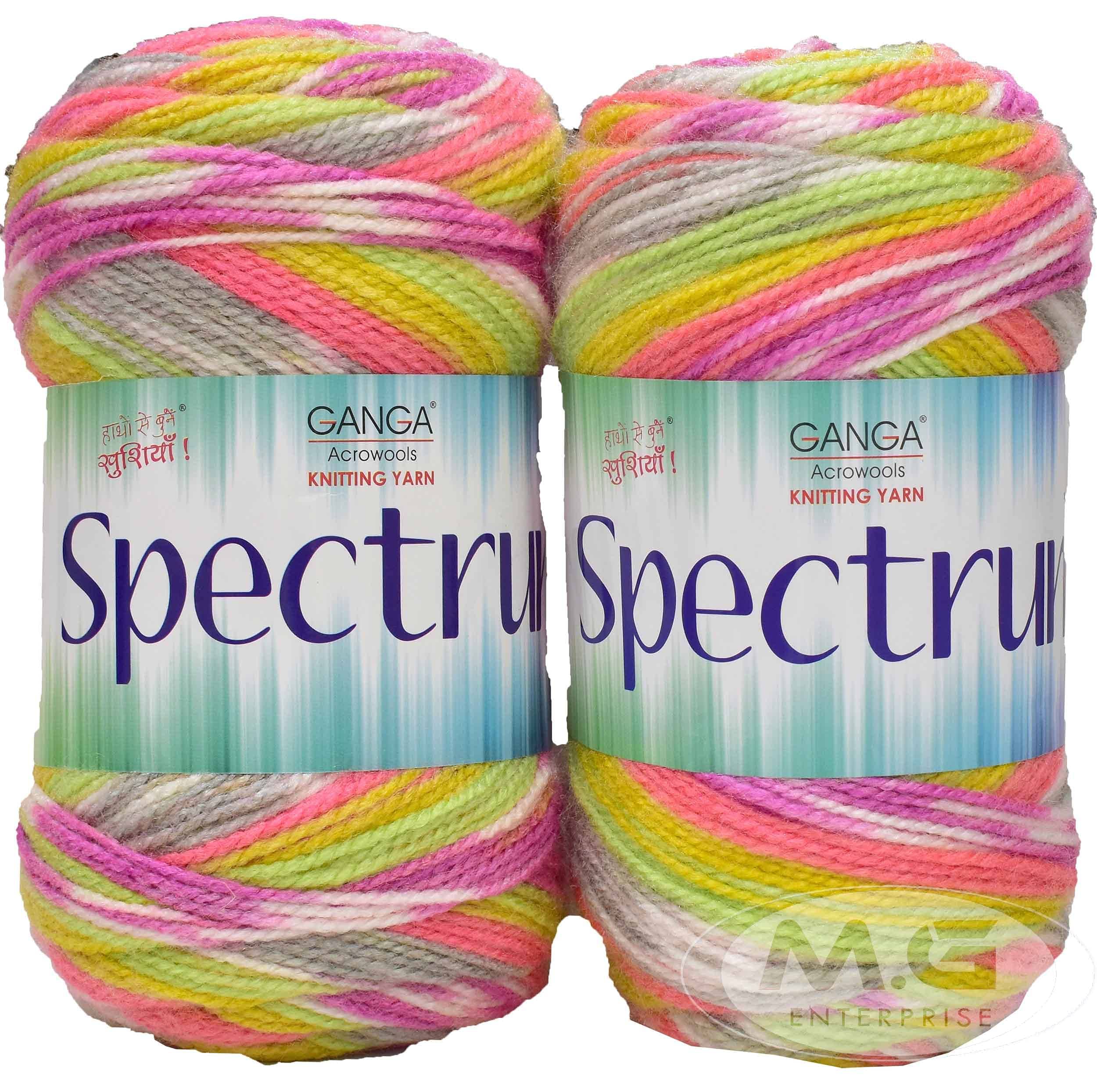     			Ganga Spectrum Wool Soft Fingering Hand Knitting Yarn Art Craft kit Yarn Thread Multi Colour Shade no.PTR1894 300gms