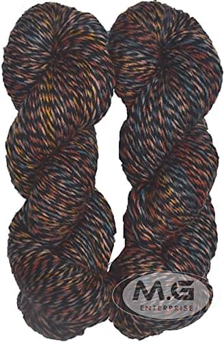     			Ganga Zinea Black Fire (200 gm) Wool Thick Hank Hand Knitting Wool/Art Craft Soft Fingering Crochet Hook Yarn, Needle Knitting Yarn Thread dyedB