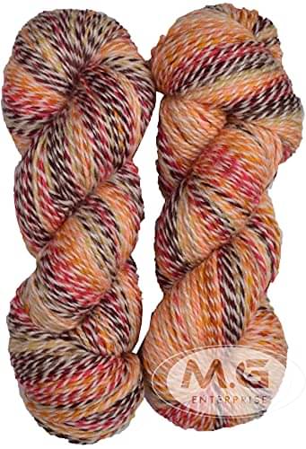     			Ganga Zinea Mango (200 gm) Wool Thick Hank Hand Knitting Wool/Art Craft Soft Fingering Crochet Hook Yarn, Needle Knitting Yarn Thread dyedA