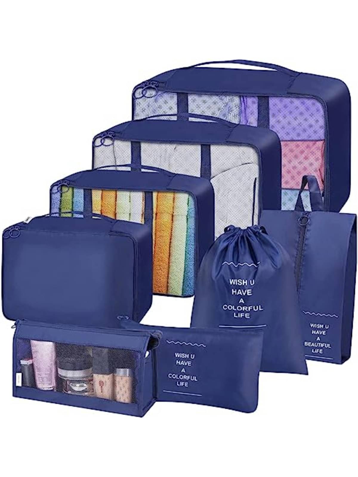 House Of Quirk Navy Blue Travel Luggage With Laundry Bag House Of Quirk Navy Blue Travel Luggage With Laundry Bag