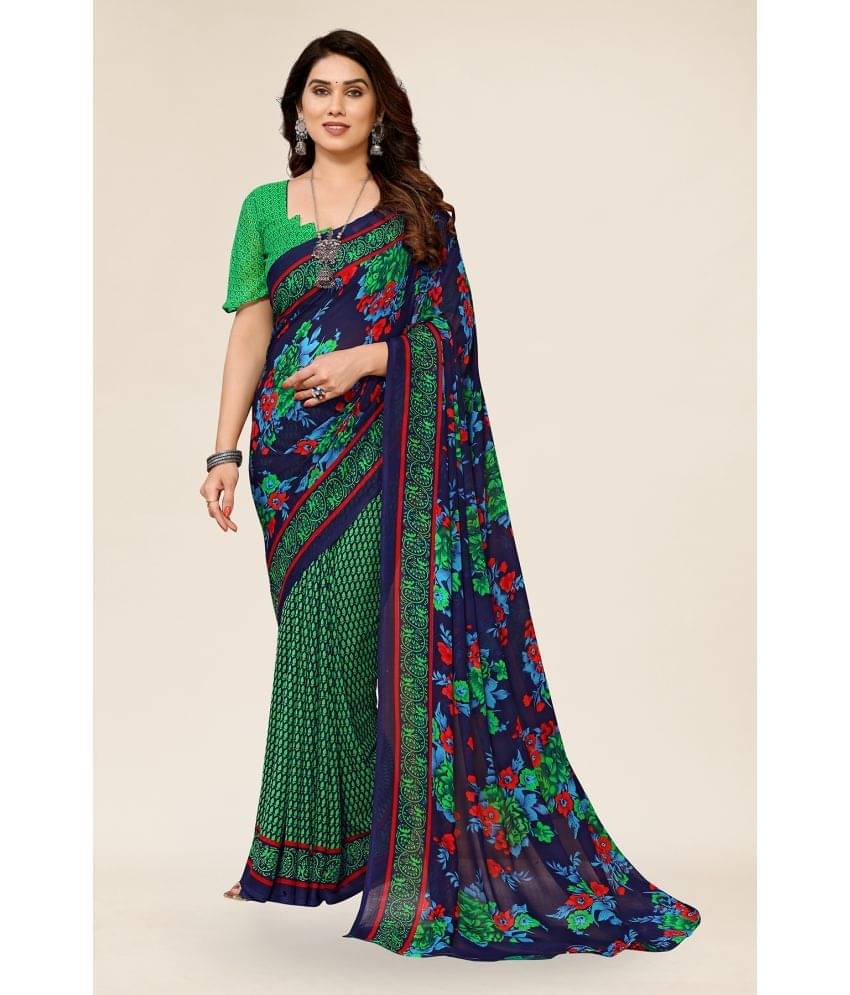 Kashvi Sarees Georgette Printed Saree With Unstitched Blouse Piece ( Green ) Kashvi Sarees Georgette Printed Saree With Unstitched Blouse Piece ( Green )