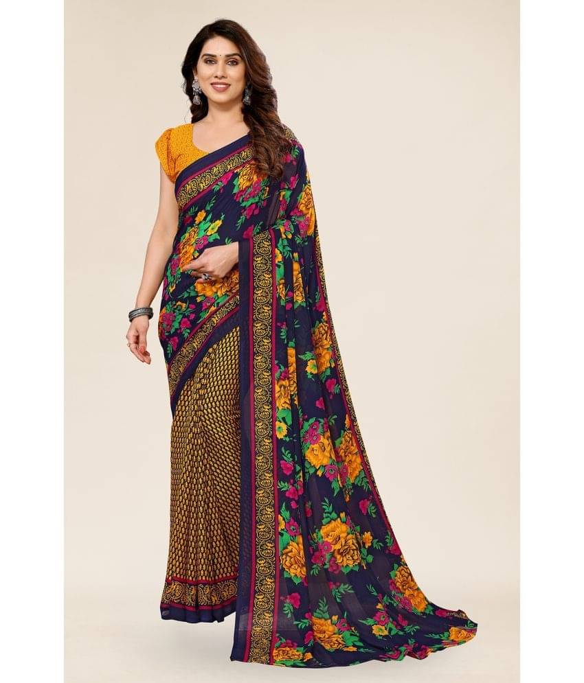 Kashvi Sarees Georgette Printed Saree With Unstitched Blouse Piece ( Yellow ) Kashvi Sarees Georgette Printed Saree With Unstitched Blouse Piece ( Yellow )