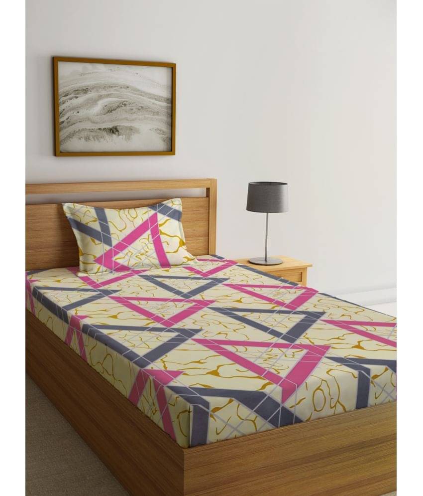     			Klotthe Poly Cotton 1 Single Bedsheet with 1 Pillow Cover ( Multicolor )