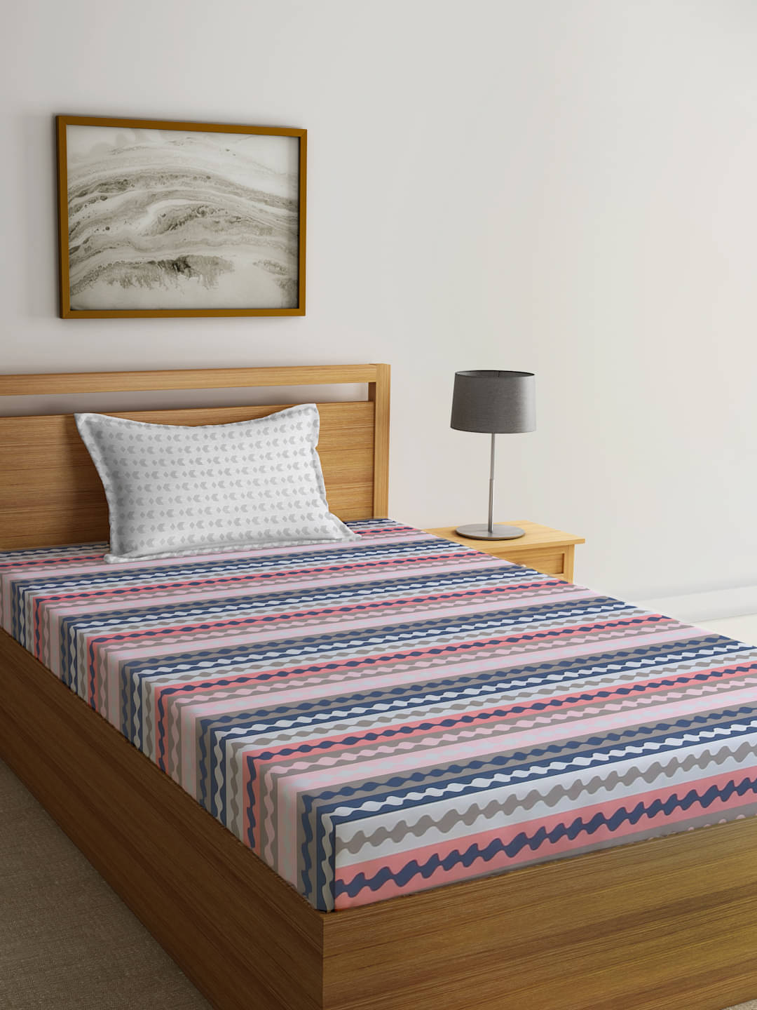     			Klotthe Poly Cotton 1 Single Bedsheet with 1 Pillow Cover ( Multicolor )