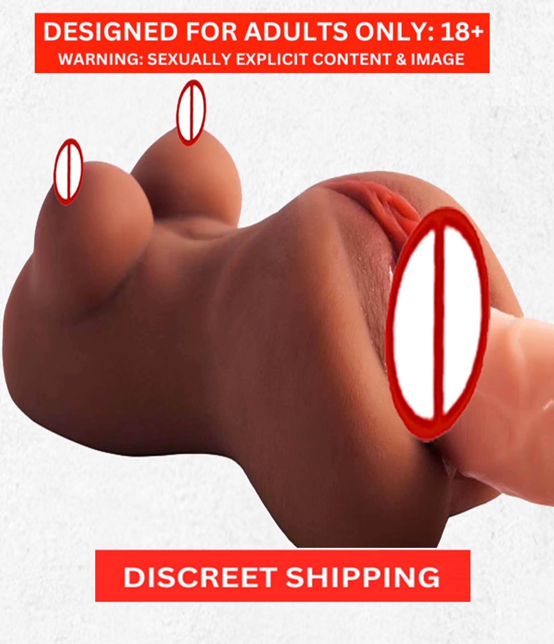 Male Masturbator - 3D Realistic Pussy Ass and Silicone Vagina Butt Anal Adult Products Sex Toys with 2 Hole(BROWN)