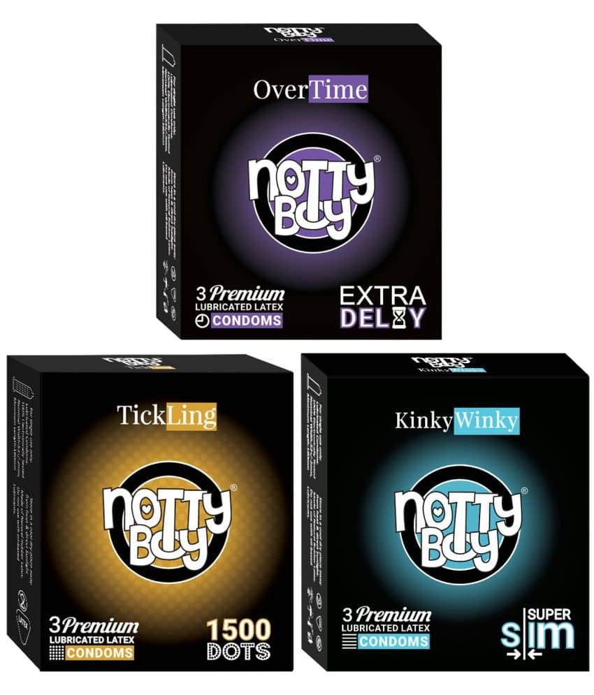 NottyBoy Extra Delay, Ultra Thin, 1500 Dots Condom  - (Set of 3, 9 Sheets)