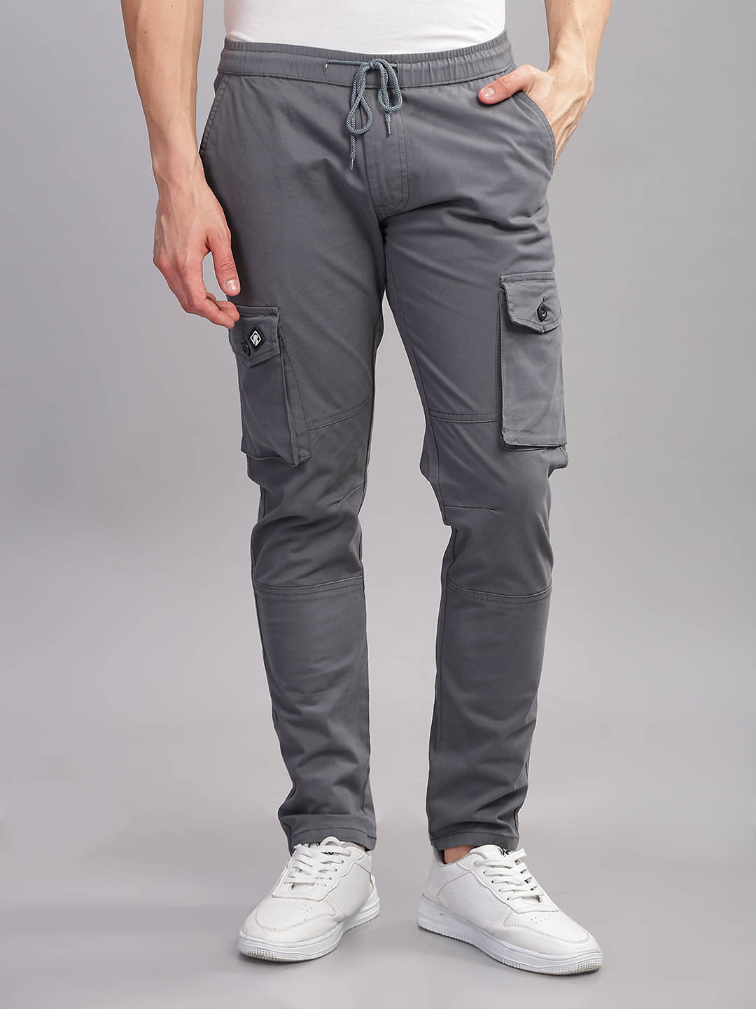     			Paul Street Slim Flat Men's Cargos - Dark Grey ( Pack of 1 )
