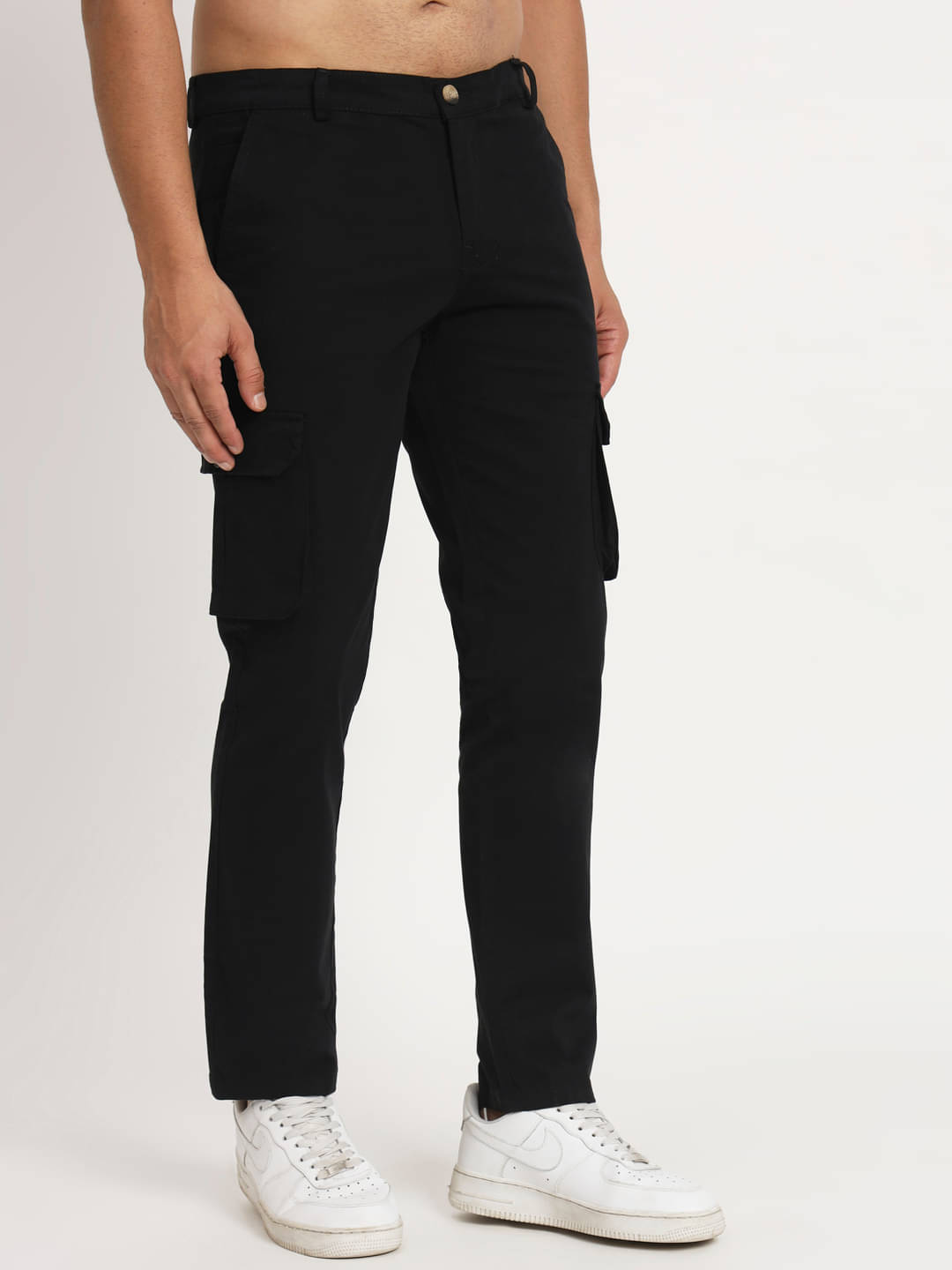     			RAGZO Regular Flat Men's Cargos - Black ( Pack of 1 )