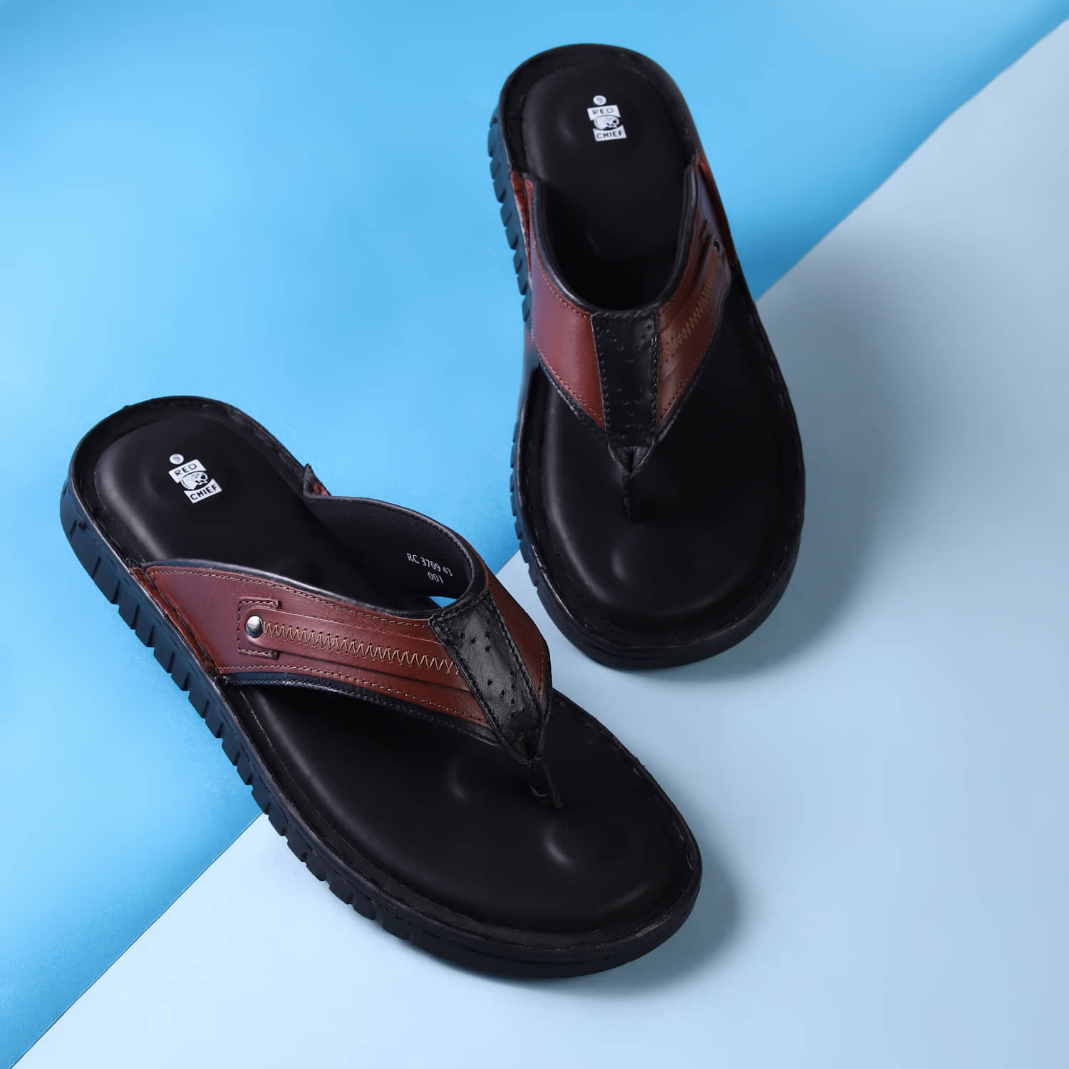 Red Chief Black Men's Thong Flip Flop