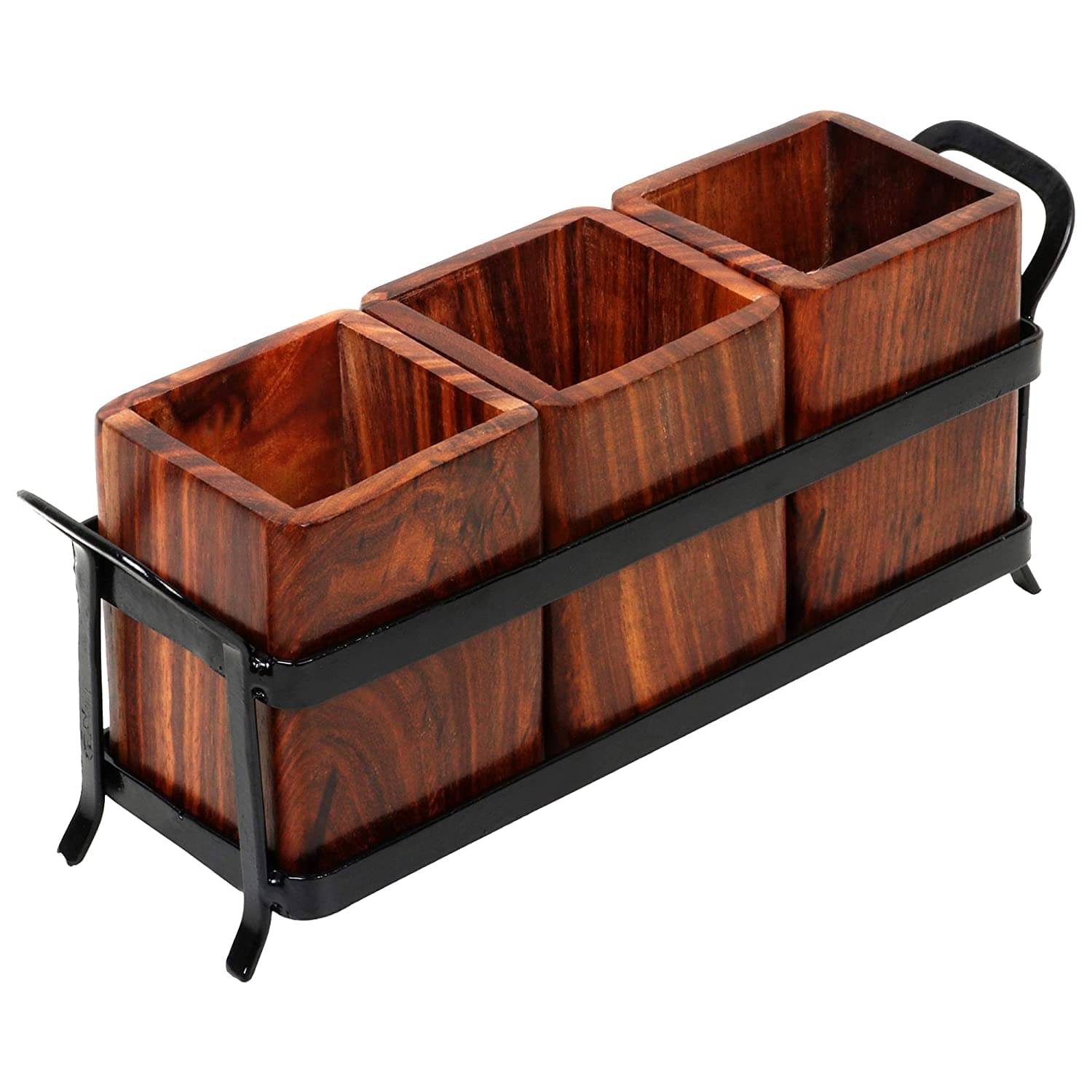     			SWH Brown Wooden Cutlery Holder ( Pack of 1 )