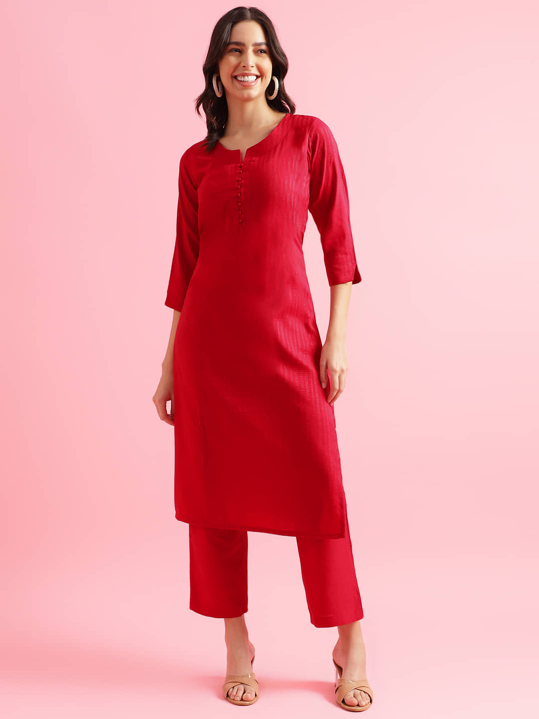 Shaily Cotton Striped Kurti With Pants Women's Stitched Salwar Suit - Magenta ( Pack of 2 )
