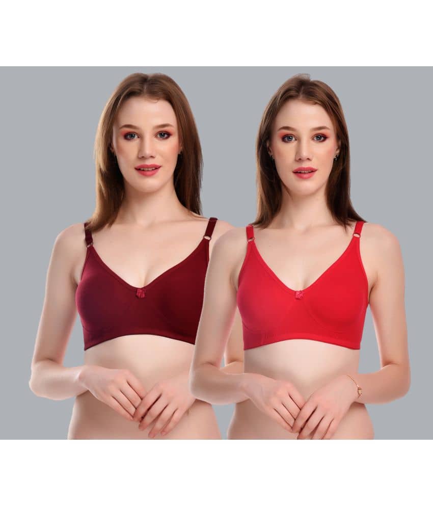 Viral Girl Pack of 2 Cotton Non Padded Women's Everyday Bra ( Maroon ) SD-CANNY-MAROON-PEACH