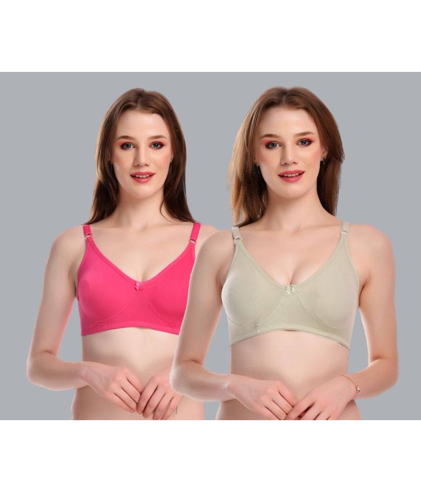 Viral Girl Pack of 2 Cotton Non Padded Women's Everyday Bra ( Pink ) SD-CANNY-D.PINK-L.GREEN     			Viral Girl Pack of 2 Cotton Non Padded Women's Everyday Bra ( Pink ) SD-CANNY-D.PINK-L.GREEN