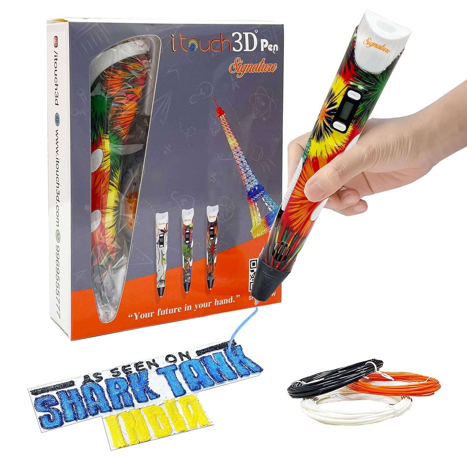 WOL3D Itouch Signature 3D Pen (Orange) for 3D Drawing; Art and Craft with Free Stencil, Cloth, Finger Tips and Filaments WOL3D Itouch Signature 3D Pen (Orange) for 3D Drawing; Art and Craft with Free Stencil, Cloth, Finger Tips and Filaments