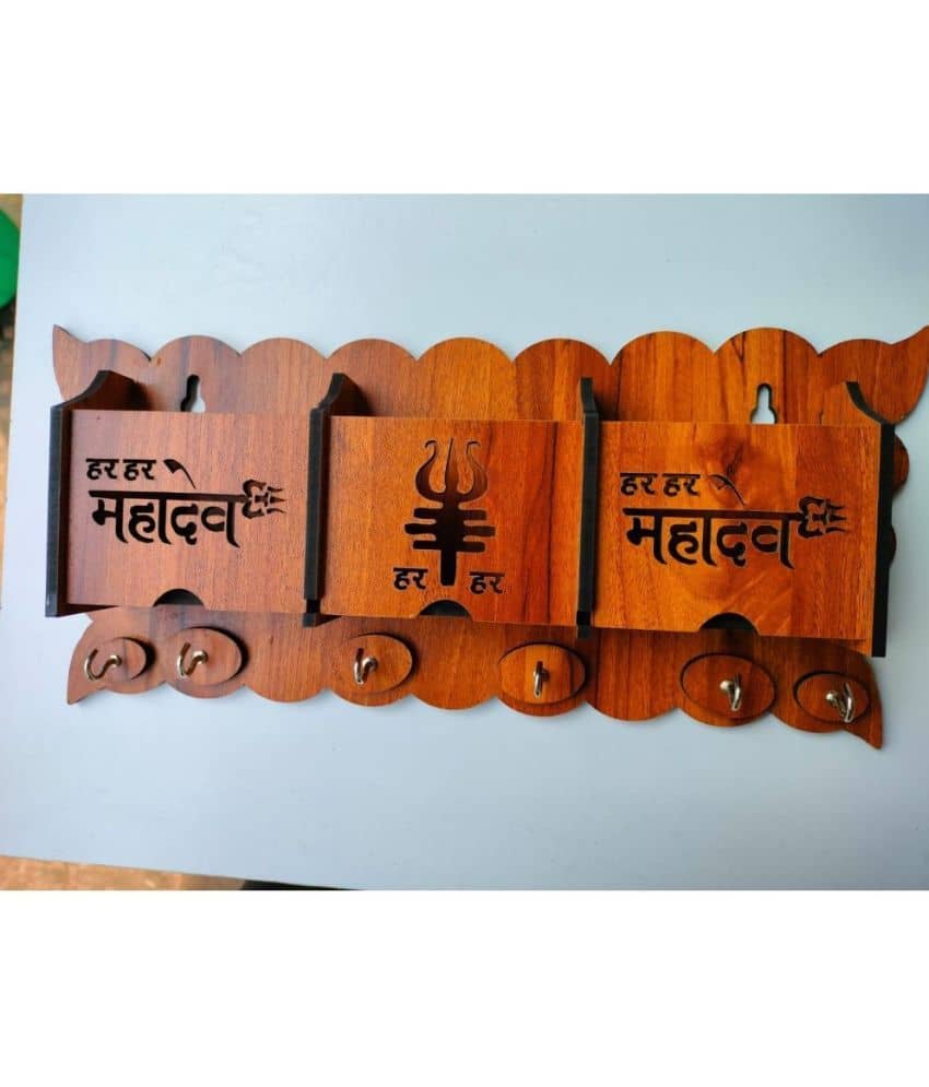 Wall Mount Home Side Stylish Wooden Key Holder with 3 Mobile Charging Stand for Living Room, Kitchen Key Organizer (Beige, 5 Big Key Cloth Hook) - Stationery | Buy online on ZillyBuy