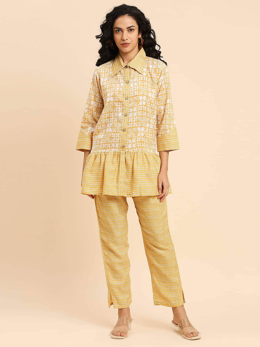 gufrina Cotton Printed Kurti With Pants Women's Stitched Salwar Suit - Yellow ( Pack of 1 ) gufrina Cotton Printed Kurti With Pants Women's Stitched Salwar Suit - Yellow ( Pack of 1 )