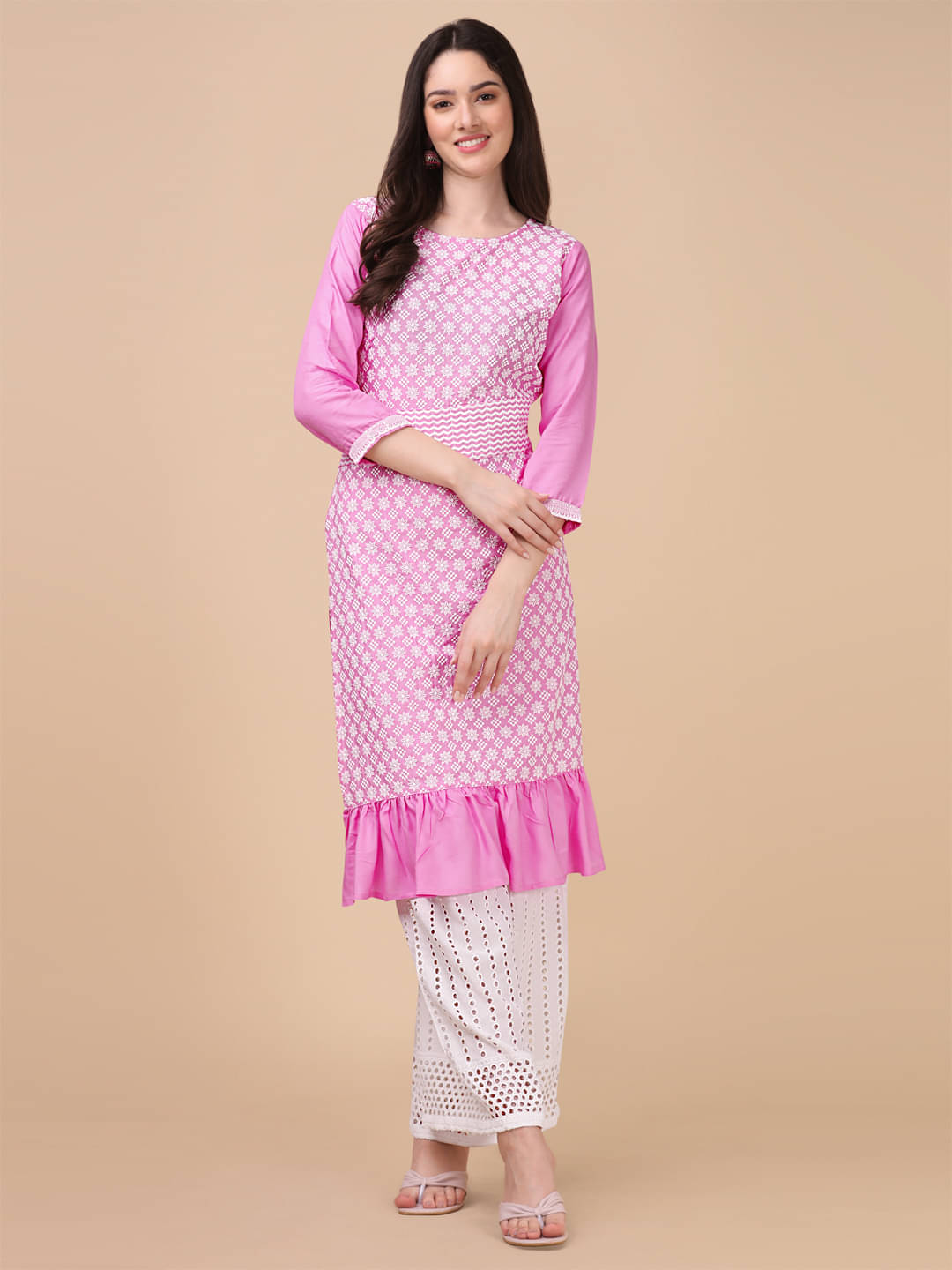 gufrina Viscose Embroidered Kurti With Palazzo Women's Stitched Salwar Suit - Pink ( Pack of 1 ) gufrina Viscose Embroidered Kurti With Palazzo Women's Stitched Salwar Suit - Pink ( Pack of 1 )