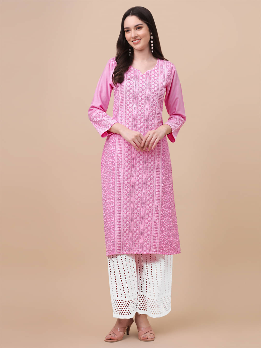 gufrina Viscose Embroidered Kurti With Palazzo Women's Stitched Salwar Suit - Pink ( Pack of 1 ) gufrina Viscose Embroidered Kurti With Palazzo Women's Stitched Salwar Suit - Pink ( Pack of 1 )