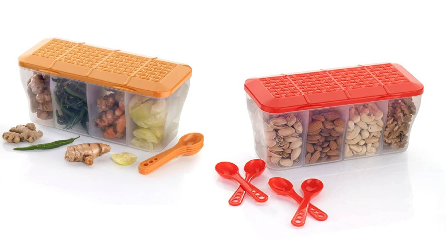 Analog Kitchenware Dal/Masala/Vegetable Plastic Multicolor Pickle Container ( Set of 2 )
