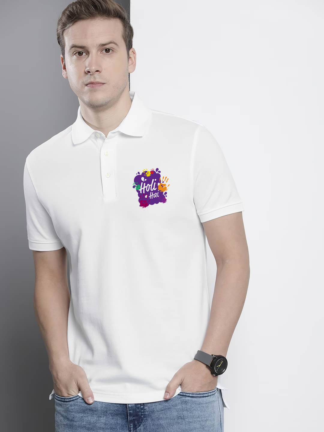 GET GOLF Pack of 1 Cotton Blend Regular Fit Printed Half Sleeves Men's Polo T Shirt ( White ) GET GOLF Pack of 1 Cotton Blend Regular Fit Printed Half Sleeves Men's Polo T Shirt ( White )