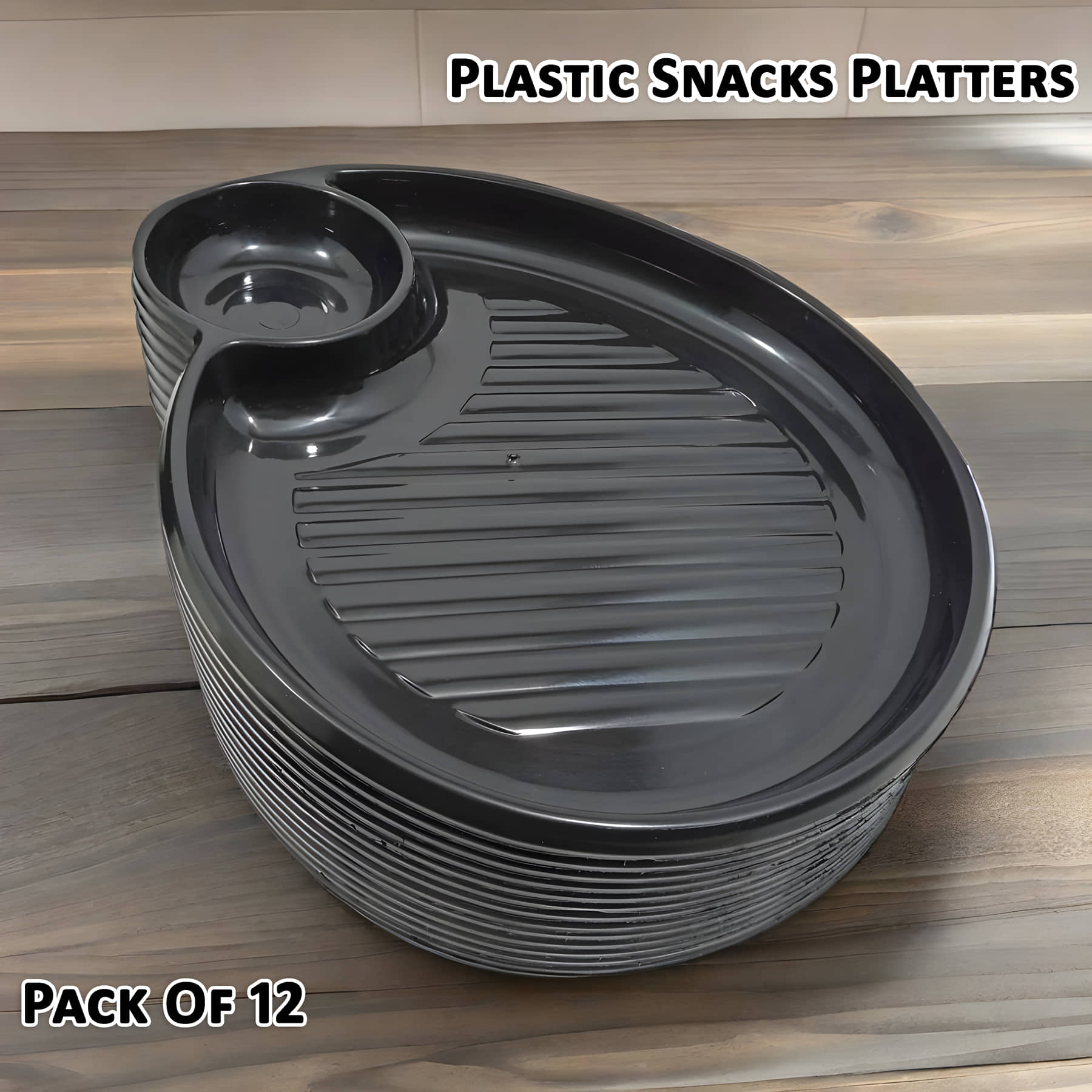 Inpro 12 Pcs Plastic Black Platter