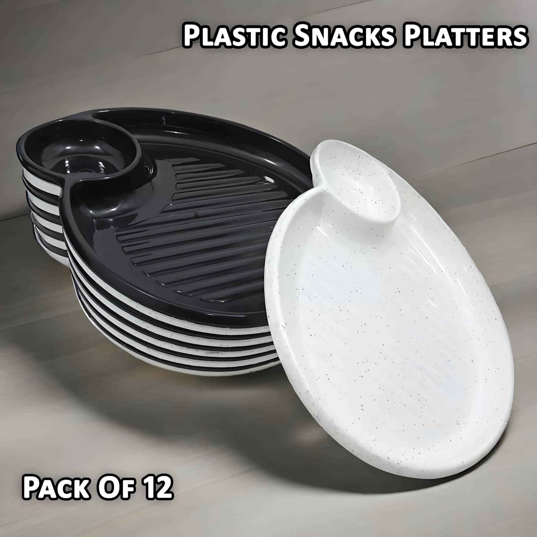 Inpro 12 Pcs Plastic Black Platter Inpro 12 Pcs Plastic Black Platter