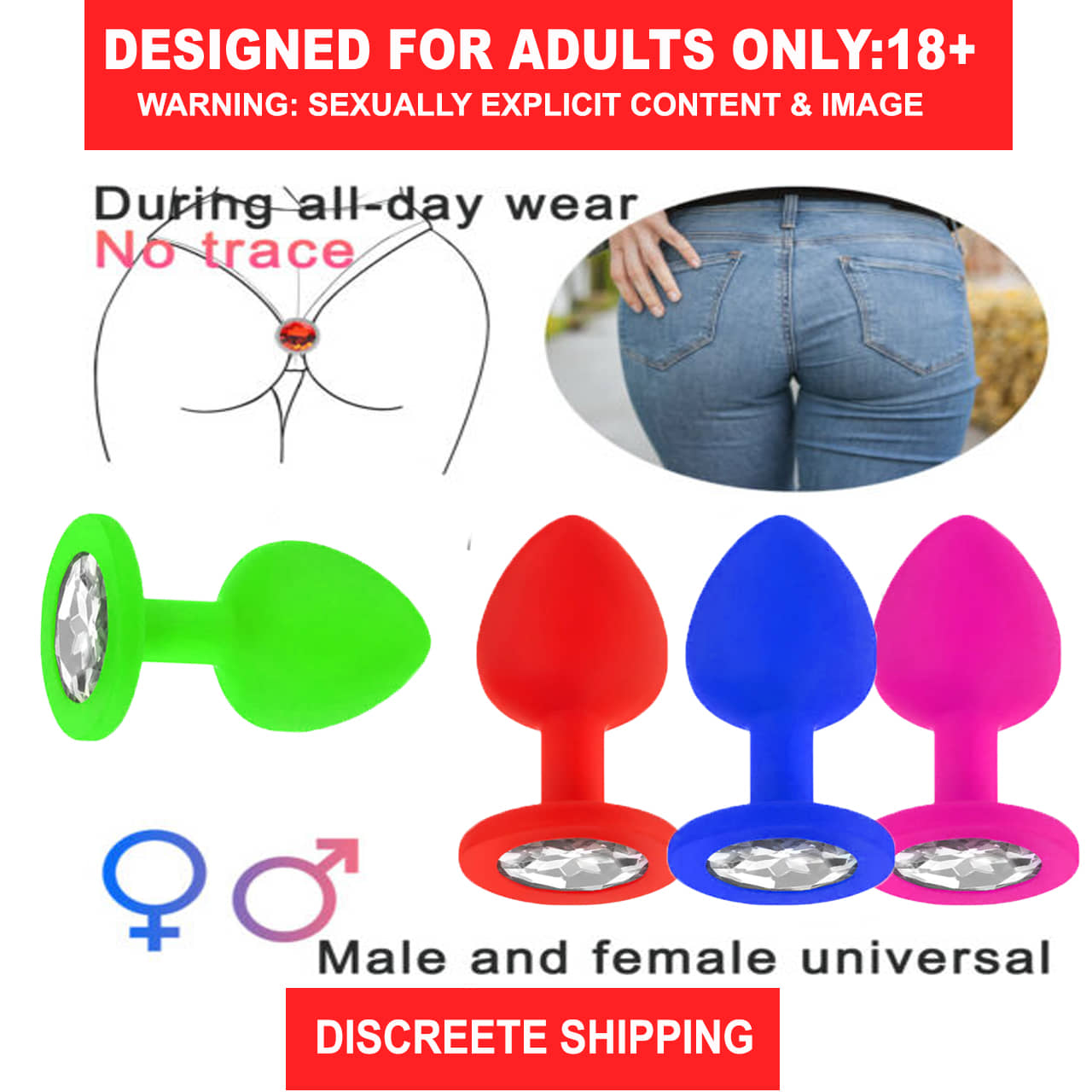 Jeweled Silicone Beginner Anal Teaser Comfort Plug Diamond Butt Plugs Sex Toy Explore Butt Play Women Man Stimulate Orgasm see toys for man butt plug women sexy toy low price