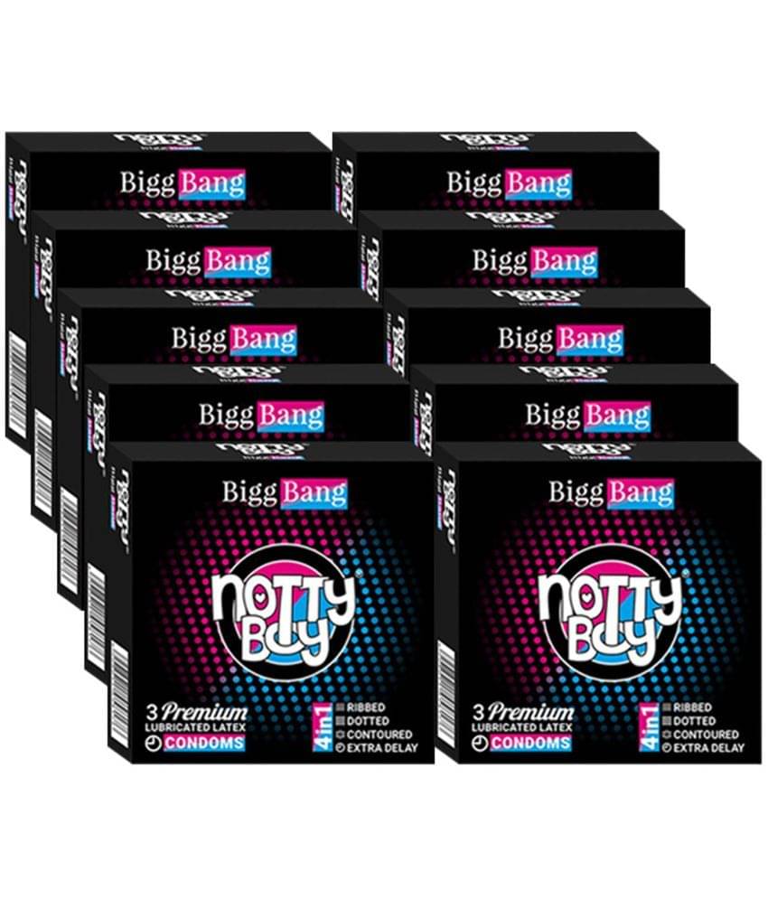     			NottyBoy 4IN1 Dotted Ribbed Contour Extra Delay Condoms Combo Pack - 30 Pieces