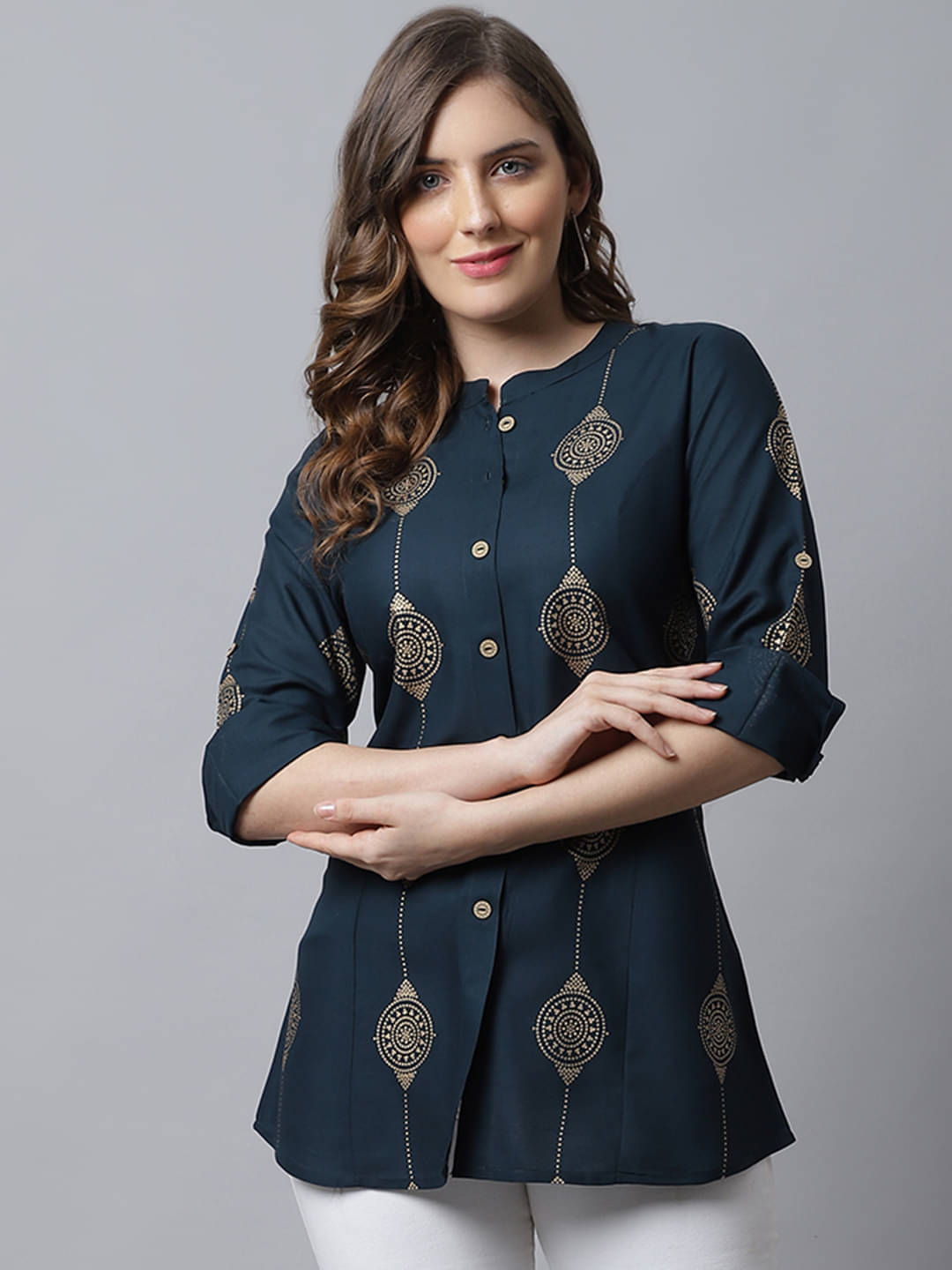     			Pistaa Women's Viscose Regular Top ( Navy Blue )