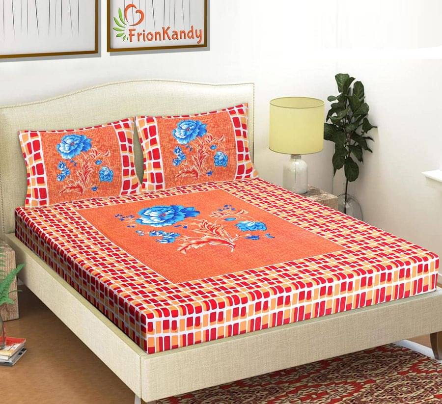 FrionKandy Living Cotton Double Bedsheet ( Maroon ) FrionKandy Living Cotton Double Bedsheet ( Maroon )