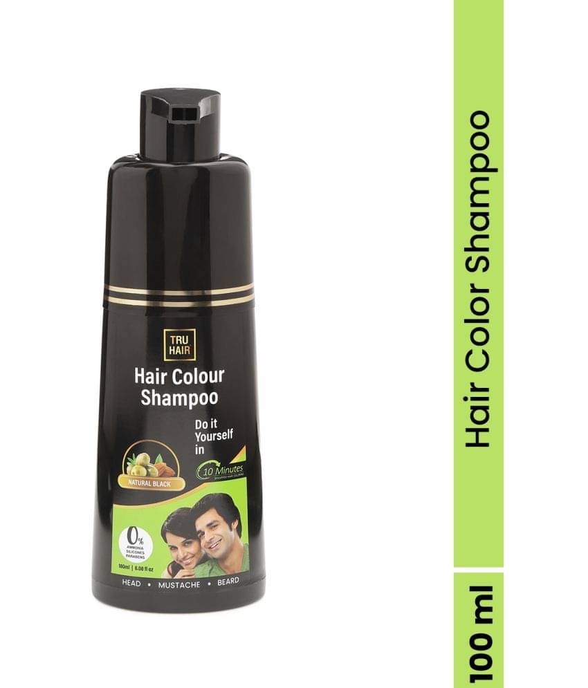 TRU HAIR & SKIN Black Hair Colour Shampoo|Head, Mustache & Beard-Colour your Hair in 10mins-100ml TRU HAIR & SKIN Black Hair Colour Shampoo|Head, Mustache & Beard-Colour your Hair in 10mins-100ml