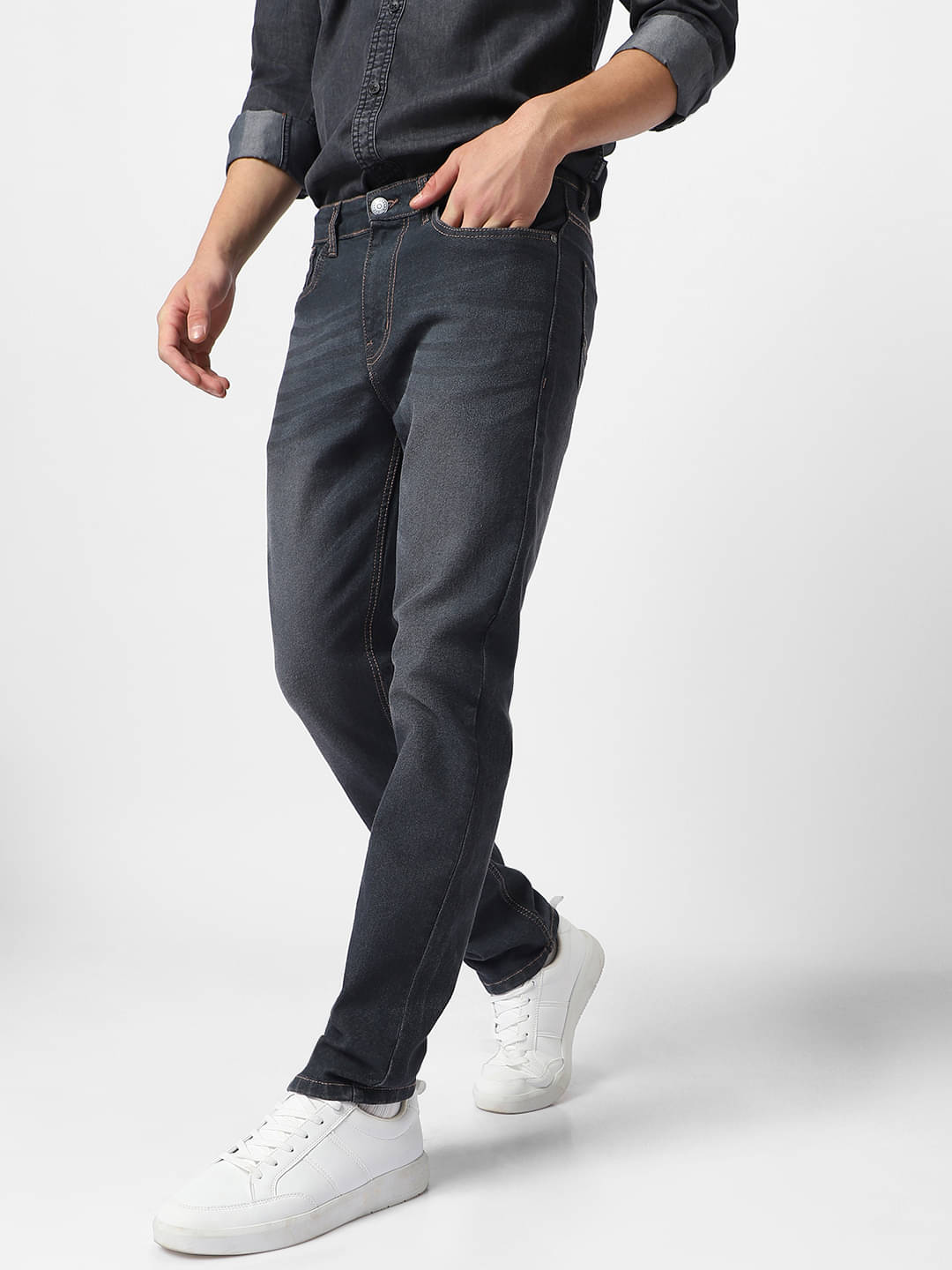     			Urbano Fashion Regular Fit Washed Men's Jeans - Dark Grey ( Pack of 1 )
