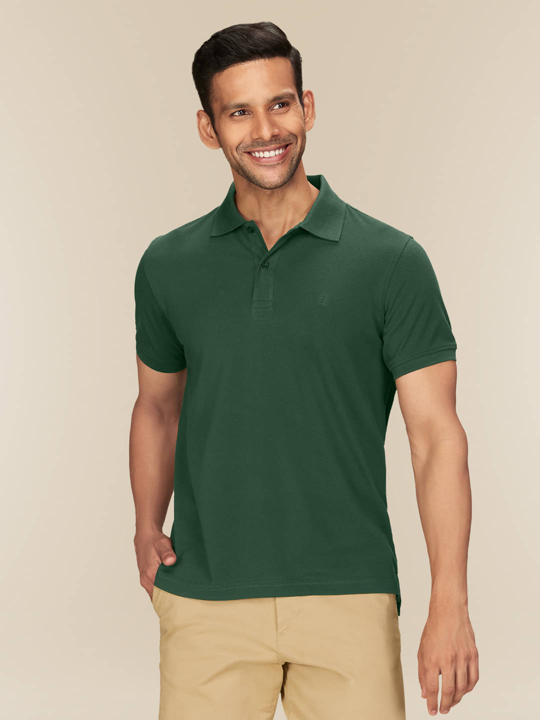     			XYXX Pack of 1 Cotton Regular Fit Solid Half Sleeves Men's Polo T Shirt ( Green )