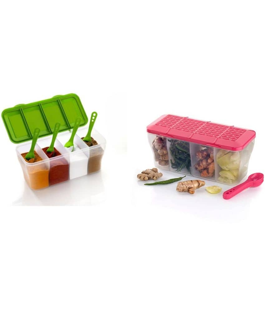 iview kitchenware Dal/Masala/Vegetable Plastic Green Pickle Container ( Set of 2 )