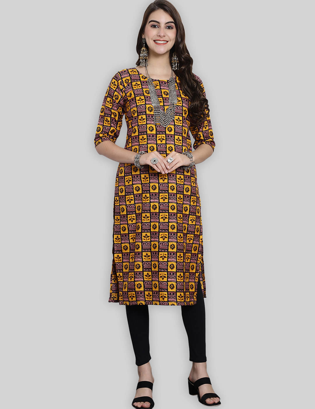 7Threads Crepe Printed Straight Women's Kurti - Multicolor ( Pack of 1 ) 7Threads Crepe Printed Straight Women's Kurti - Multicolor ( Pack of 1 )