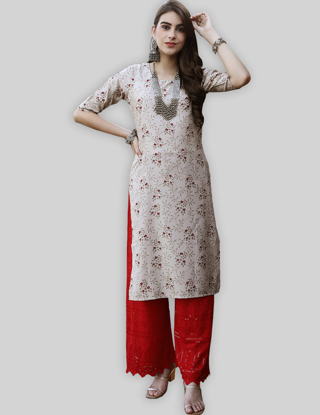 7Threads Crepe Printed Straight Women's Kurti - Beige ( Pack of 1 ) 7Threads Crepe Printed Straight Women's Kurti - Beige ( Pack of 1 )
