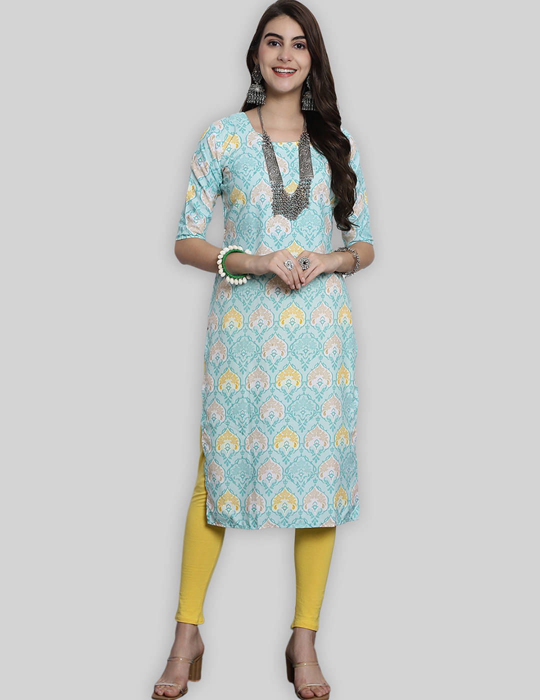     			7Threads Crepe Printed Straight Women's Kurti - Multicolor ( Pack of 1 )